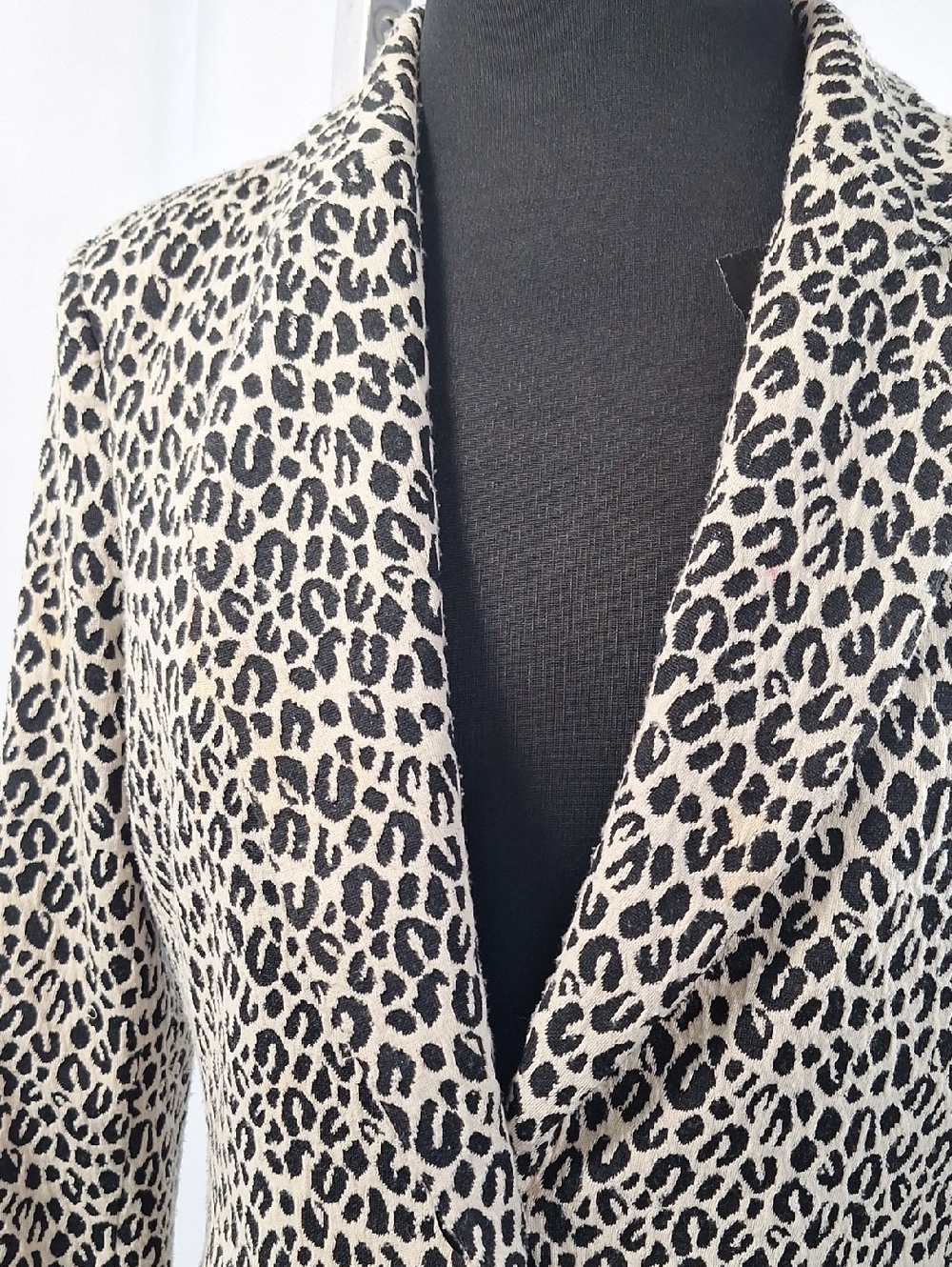 Elementz Leopard Print Blazer in Black and Cream